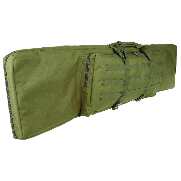 Gewehrtasche f. 2 Langwaffen bis 140cm Oliv m. Trennwand + Rucksackgurte – Doppel Futteral – Bild 1