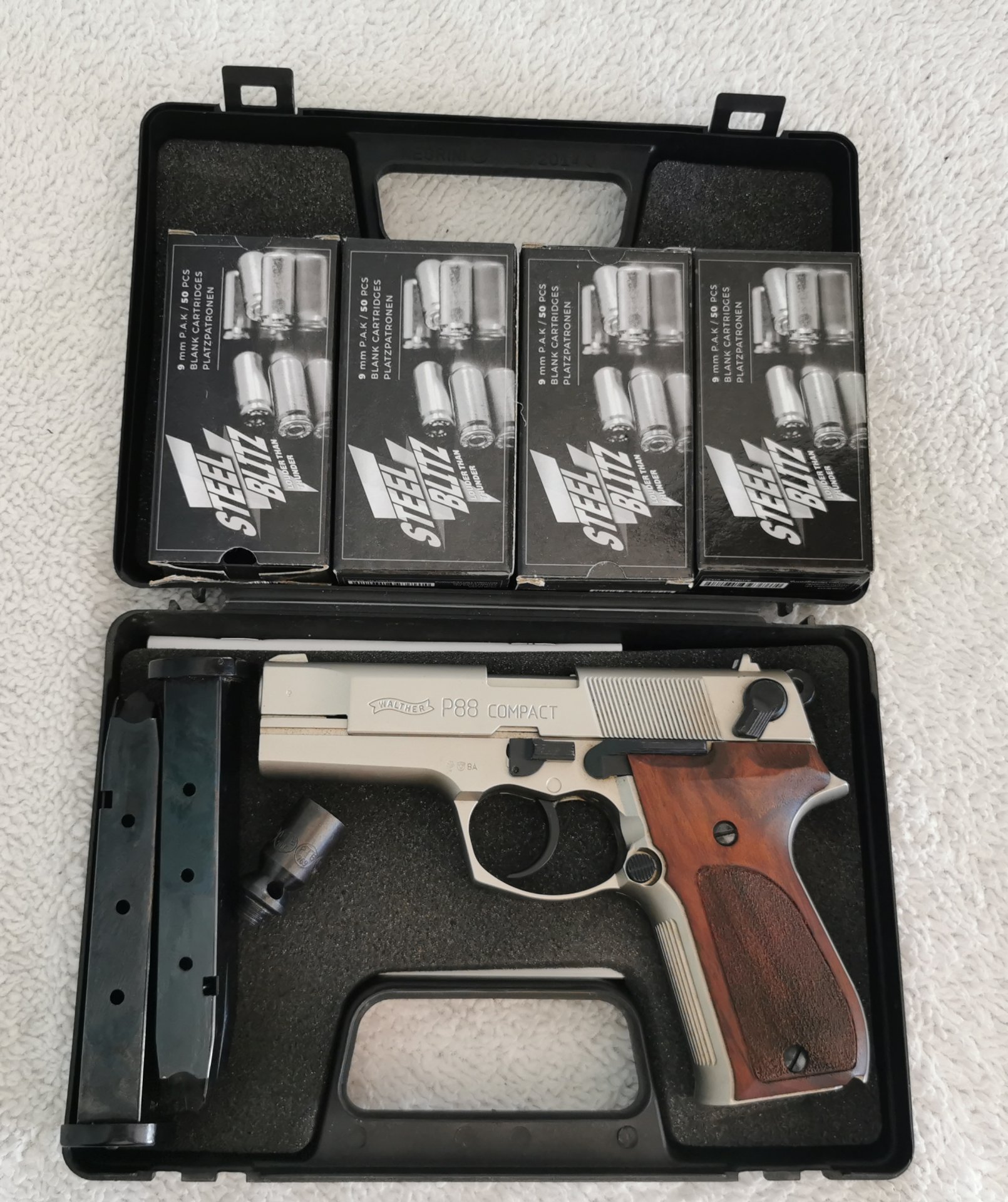 Walther P88 Schreckschuss Pistole Nickel Holzgrifschalen 9 mm P.A.K. (P18) – Bild 2