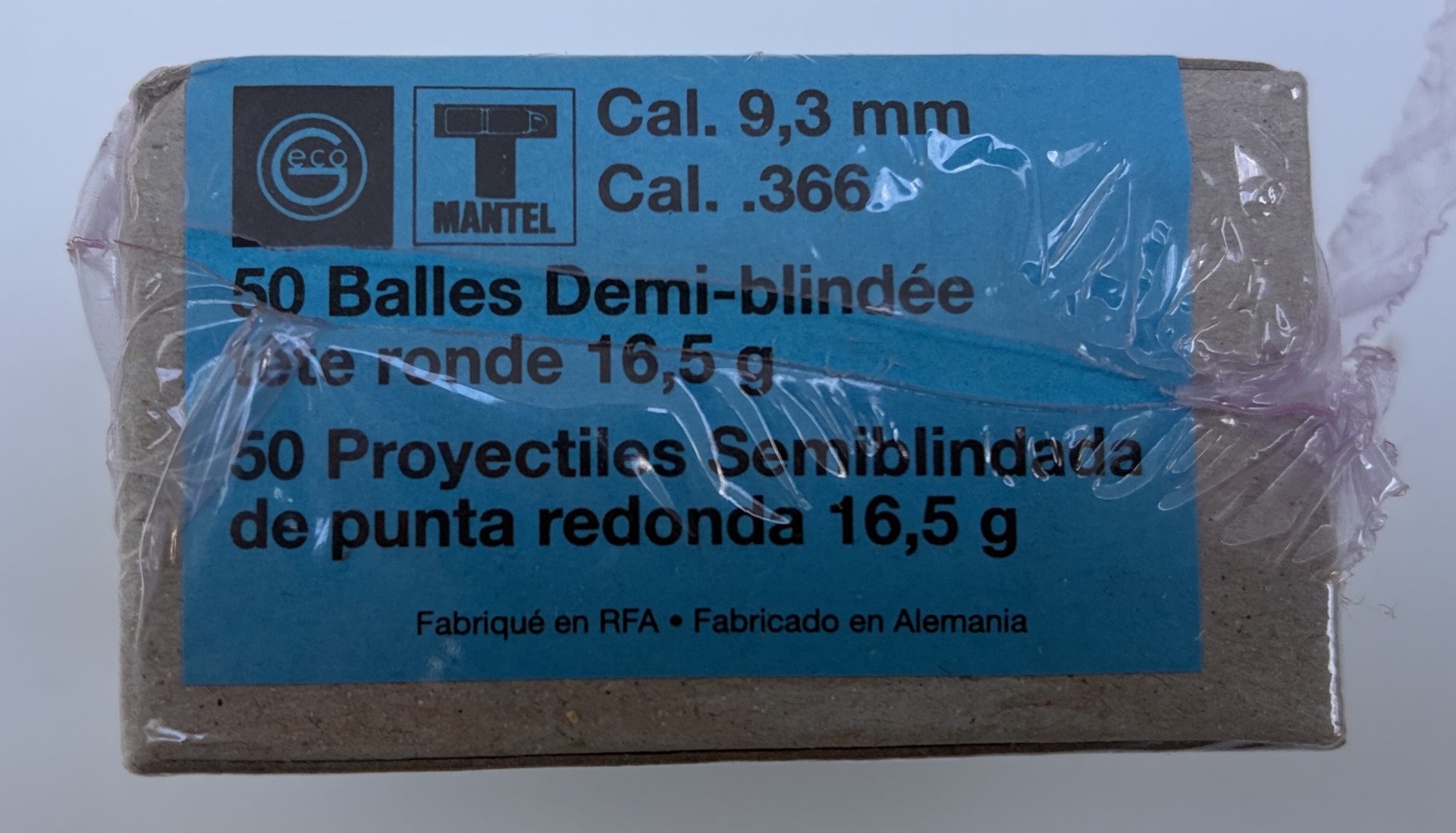 50 Stck. Dynamit Nobel Teilmantelrundkopfgeschosse, 9,3 Cal., TMRK, .366 Dia, 16,5g / 255gr Gewicht – Bild 2