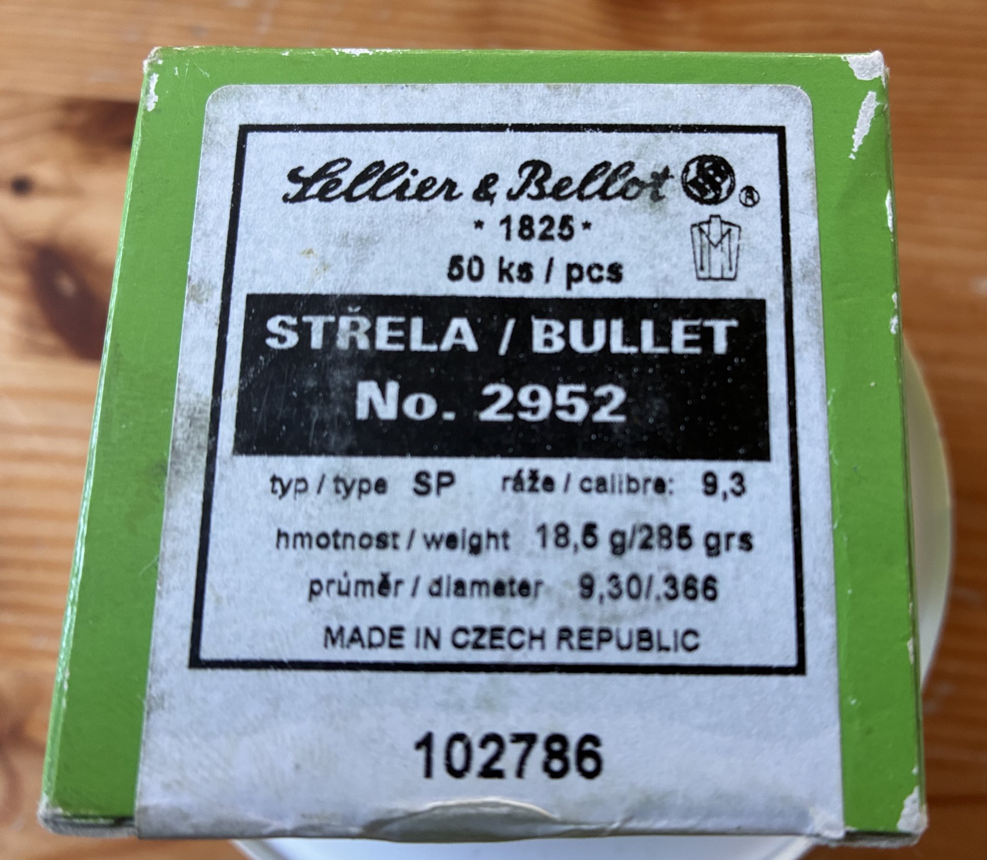 43 Stck. S&B Sellier&Bellot, Teilmantelrundkopf, 9,3 Cal., TMRK .366 Dia, 18,5g / 285gr No 2952 – Bild 1