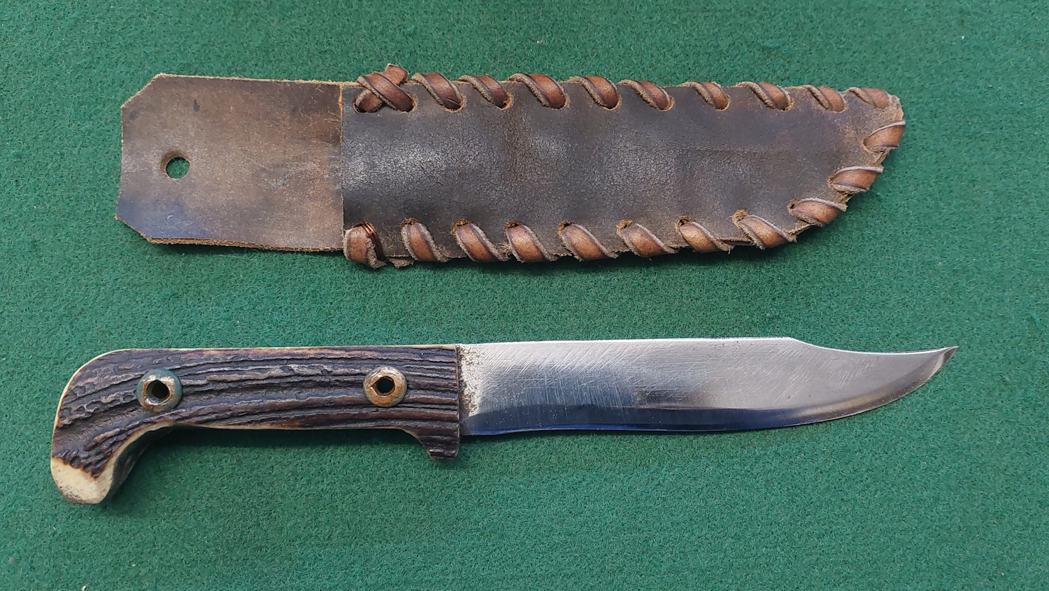 Eigenbau Jagdmesser Bowiemesser mit Lederscheide – Bild 1