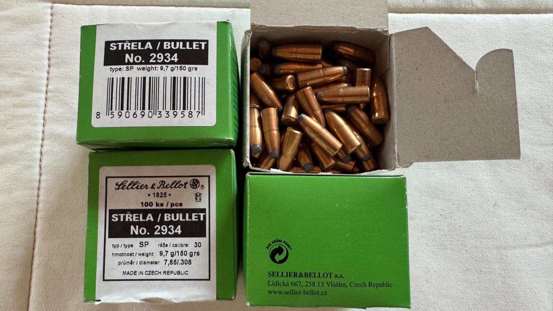 400 Stück Sellier & Bellot Geschosse .308 (7,85 mm), SP 9,7 g / 150 grs, Nr. 2934 – Bild 1
