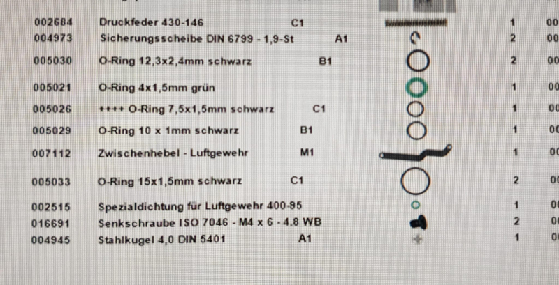 019008 ANSCHÜTZ, Ersatzteil - Set LG klein für 9015 Luftgewehr NEU – Bild 2