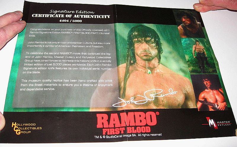 RAMBO Messer First Blood Part II John J. Rambo Individually Numbered Signature Edition Neu/Ovp – imaginea 4