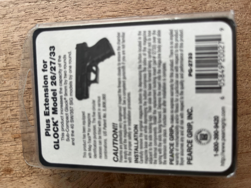 Pearce Grip PG 2733 Griffverlängerung für Glock 26/27/33 – Bild 2