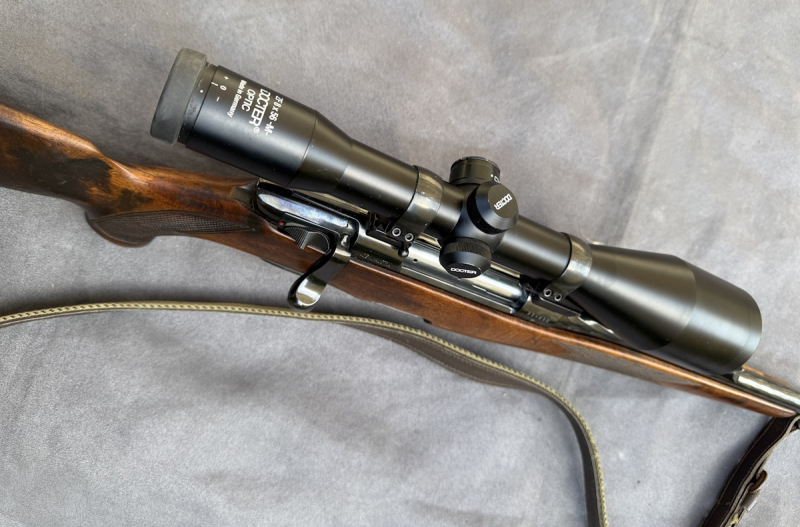 Original Steyr Mannlicher M Kal. 7x64 mit Docter 8x56M mit Leuchtpunkt und EAW Schwenkmontage – Bild 3