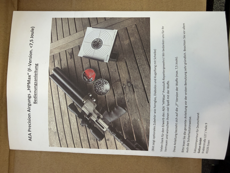 AEA HP MAX Pump Action Schalldämpfer Zielfernrohr Luftgewehr – Bild 2