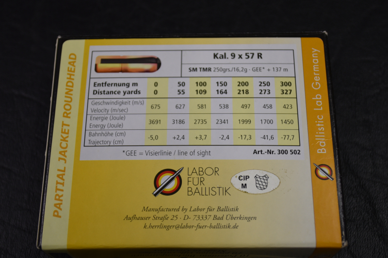 32 Kugelpatronen Labor für Ballistik Kal. 9x57R TMR 16,2g / 250grs – Bild 2
