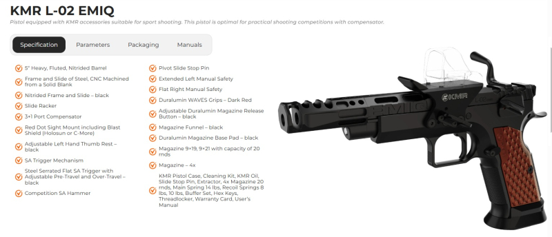 KMR L-02 EMIQ O.R. 9mmLuger | inkl. Holosun 507Comp | IPSC Open | halbautomatische Pistole – image 2
