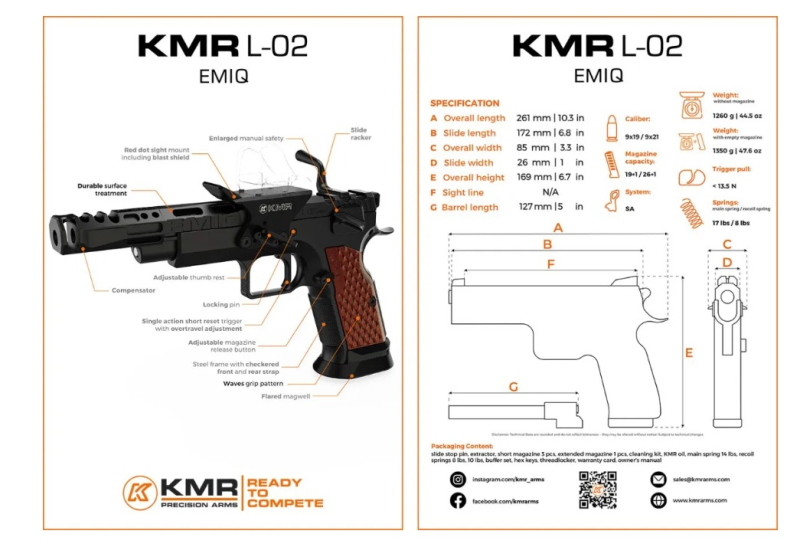 KMR L-02 EMIQ O.R. 9mmLuger | inkl. Holosun 507Comp | IPSC Open | halbautomatische Pistole – image 3
