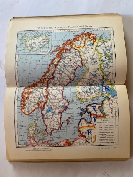 Dt.Reich Knaurs Welt Atlas Arktis Norwegen Afrika 1935 No Säbel Bajonett – Bild 2