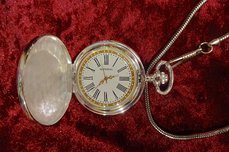 Sprungdeckel Taschenuhr mit Adler und Uhrenkette – Bild 4