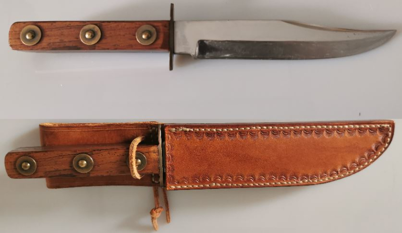 Original Bowie Knife HIRSCHKRONE SOLINGEN ROSTFREI in Handmade Lederscheide – Bild 2