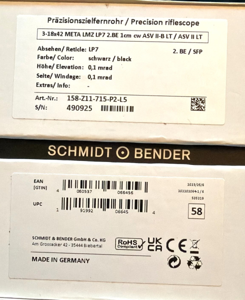 Schmidt&Bender 3-18x42 Meta LMZ LP7 2.BE 1cm cw ASV II-B LT / ASV II LT / Sauer 404 Montage – Bild 4