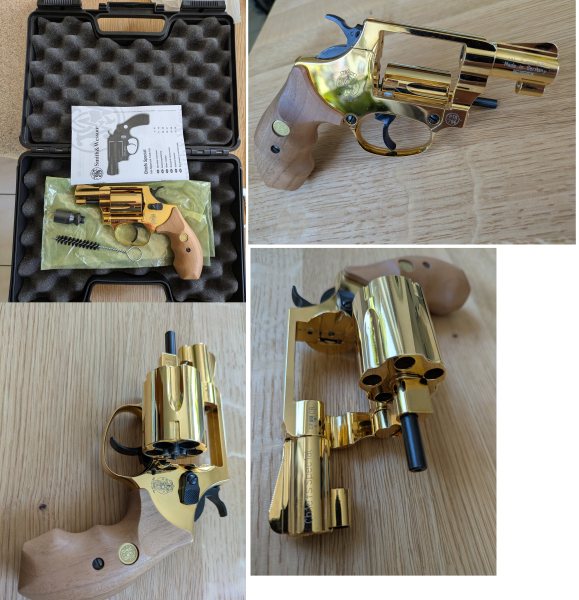 Smith & Wesson Chiefs Special Revolver in Gold mit Holzgriff Cal. 9mm R.K. – Bild 2