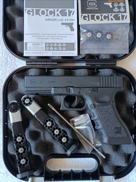 Glock CO2 Pistole 17 mit zweiten Magazin und Ersatztrommeln – Bild 2