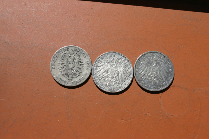 Silbermünzen 2 Reichmark Kaiserreich 3x Preussen – kuva 2
