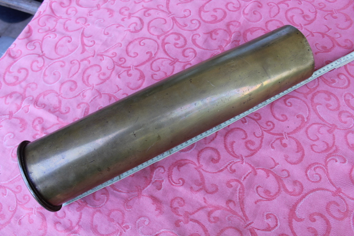 10cm Messingkartusche "Patronenfabrik Karlsruhe Mai 1918" In Bestzustand. – Bild 1