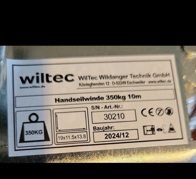 Handseilwinde 350 kg / 10 m – neu – attēls 3