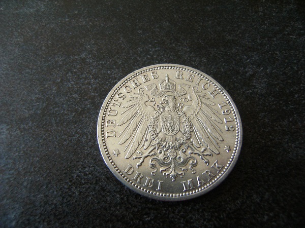3 Mark Silbermünze Deutsches Reich Preussen – immagine 2