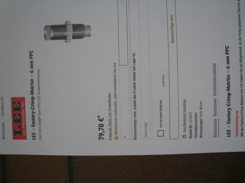 LEE - Factory-Crimp-Matritze - 6 mm PPC USA – εικόνα 3