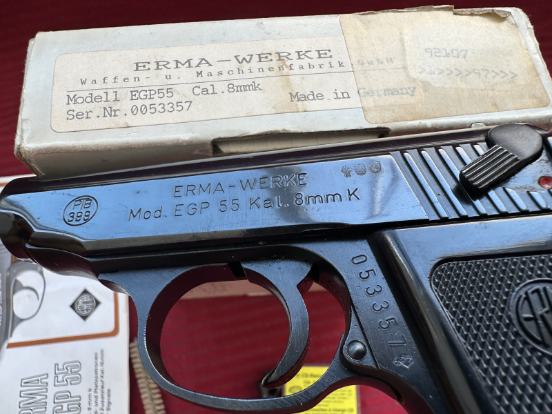 +++Beste Taschenpistole für Verteidigung ERMA-EGP55-Cal.8mm ungeschossen aus Sammlung OVP-Rarität so – Bild 3
