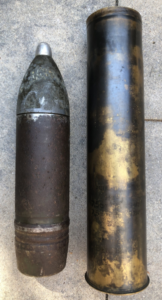 Französisch-Deutsche 75mm Hohlladungsgranate Beute WK2 DEKO – stampa 2