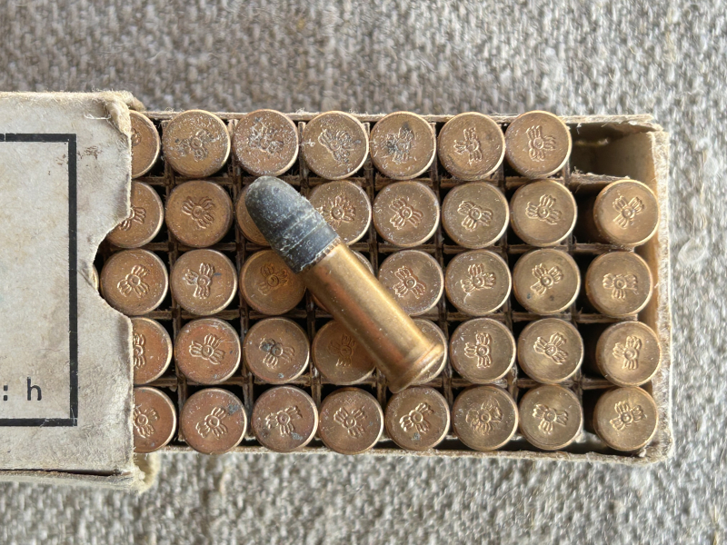 DWM Karlsruhe - Zielmunition Kal. 5,6 lfB .22 l.r. 50 Patronen 1943 faa – Bild 3
