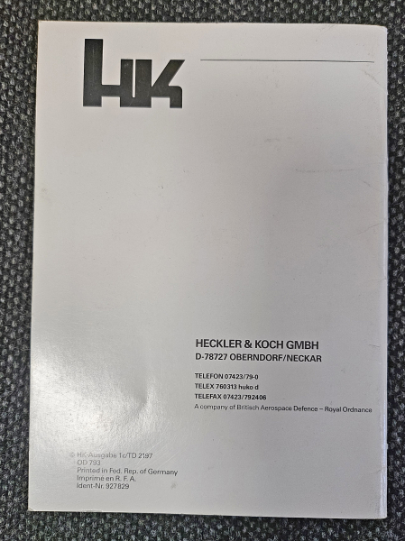 Original Heckler & Koch Bedienungsanleitung P7 M8 / P7 M13 – 9 mm Para – Bild 2