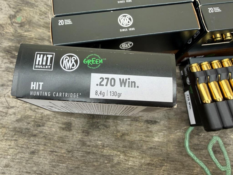 Munition RWS HIT 270 Win 8 Schachteln 159 Schuss 8,4 gr. bleifrei – Bild 5