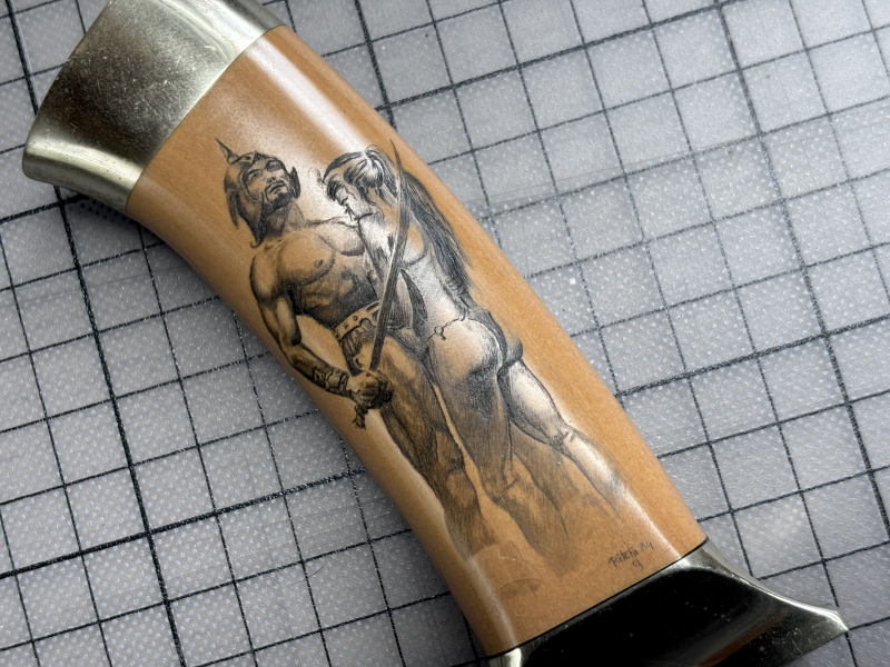 Fantasy Bowie von Ritchi Maier 1984 Scrimshaw Custom Knife – Bild 2