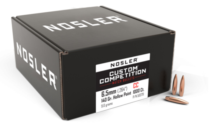 1000 Nosler Geschosse .264, 140 grain, Custom Competition, HPBT, NEU – Bild 1