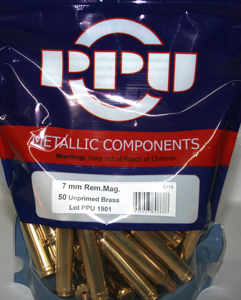 50 Stück NEUE PPU/PrviPartizan Langwaffenhülsen 7mm Rem.Mag. Boxerzündung / Unprimed Brass #C-115 – Bild 1