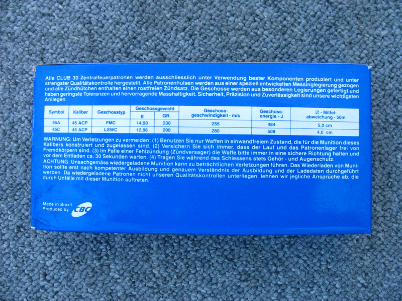 Munition, S&W Smith & Wesson Club 30, .45 ACP/Auto, rar – Bild 3