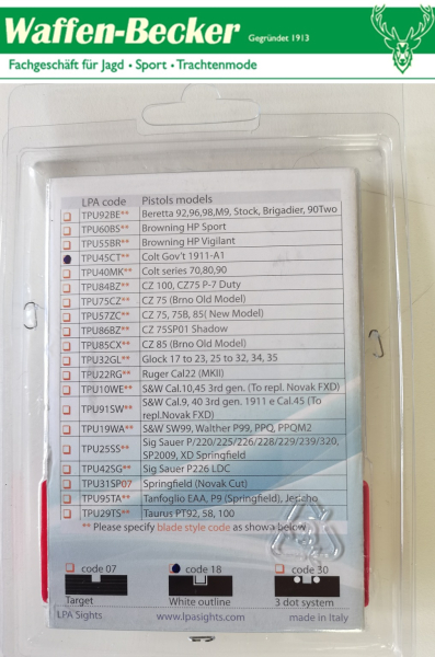 LPA Visierung TPU45CT18 white outline 1911er Modelle (Colt 1911 A1) und andere ---NEUWARE--- – Bild 2