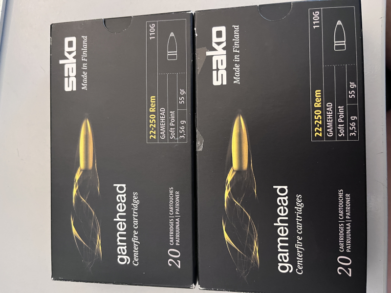 40 Schuss 22-250 Rem. Sako Gamehead 55grs. – Bild 1