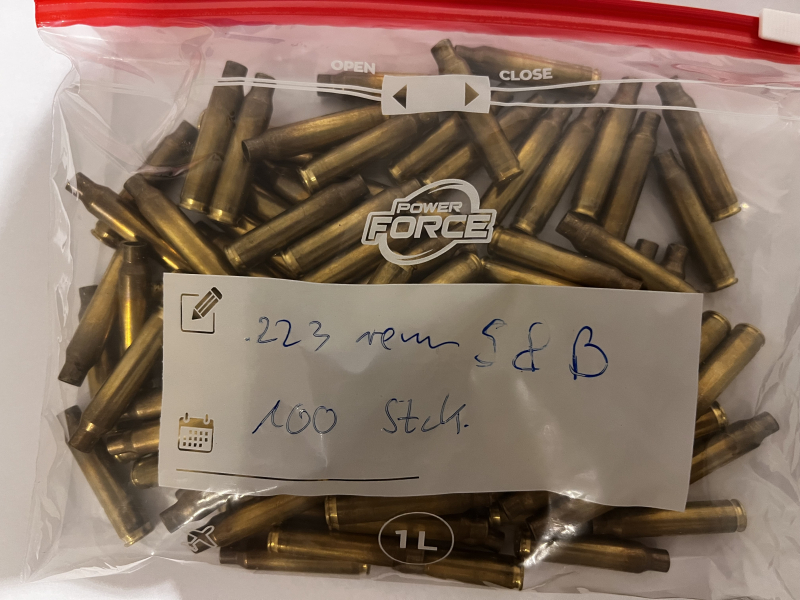 100 Hülsen .223 rem von S&B sortenrein gebraucht, unbehandelt – Bild 1
