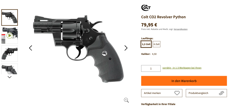 Colt CO2 Revolver Python – Bild 1
