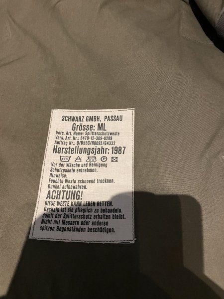 Original Bundeswehr Splitterschutzweste, Flecktarn, Größe ML Ballistische Weste – bilde 2