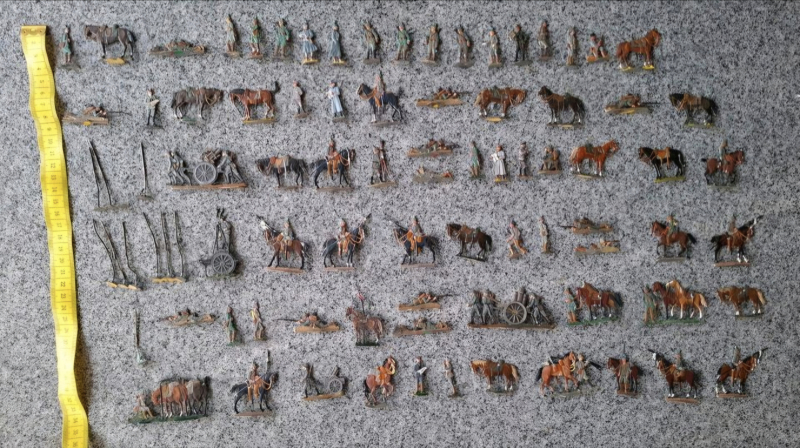 Flache Zinnfiguren 30mm Bemalt WK1 Kaiserreich Artillerie & Kavallerie (Großes Konvolut) – Bild 1