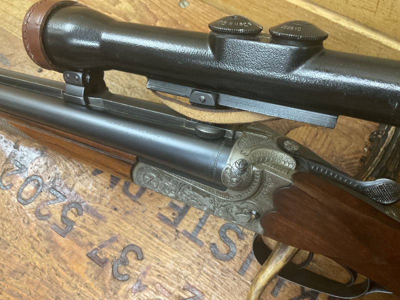 Gebr. Merkel Suhl Doppelflinte Q1 mit Ejektor! Kal.16/70,16/70, Jagdgravur! mit Zeiss ZF4 Q1 – Bild 2