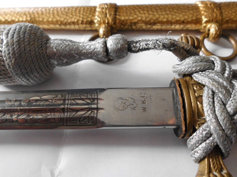Marieneoffiziersdolch, Original, WKC mit gehämmerter Scheide – Bild 6