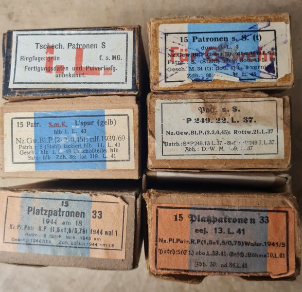 6 Patronenschachteln 8 x 57 - Wehrmacht – Bild 1