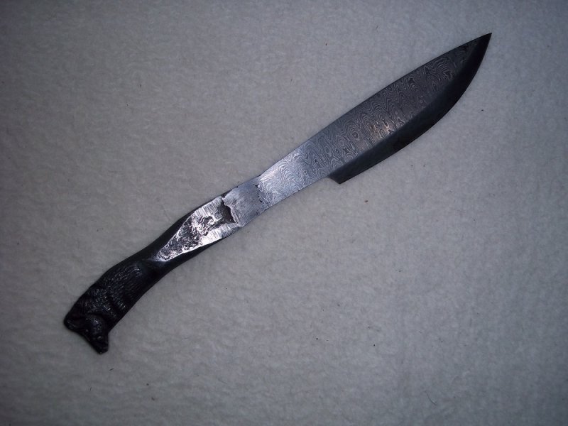 Messer, handgeschmiedet mit Damastklinge – Bild 1