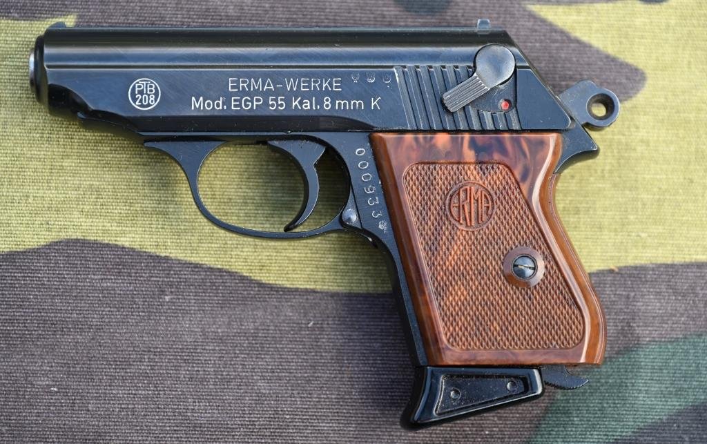 Pistole Alarmpistole im Look Walther PPK Schreckschusswaffe ERMA EGP 55 Kal. 8 mm Knall, 1979, Top! – Bild 4