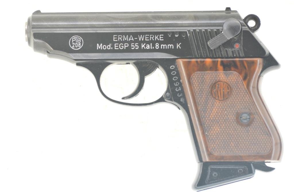 Pistole Alarmpistole im Look Walther PPK Schreckschusswaffe ERMA EGP 55 Kal. 8 mm Knall, 1979, Top! – Bild 1