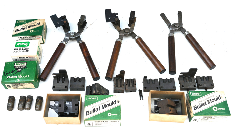 9 x Gießkokillen mit 3 Handgriffen je 1x RCBS .30-115, 08-170, 38-162 u.a. 2x LEE 287 & 357: – Bild 1