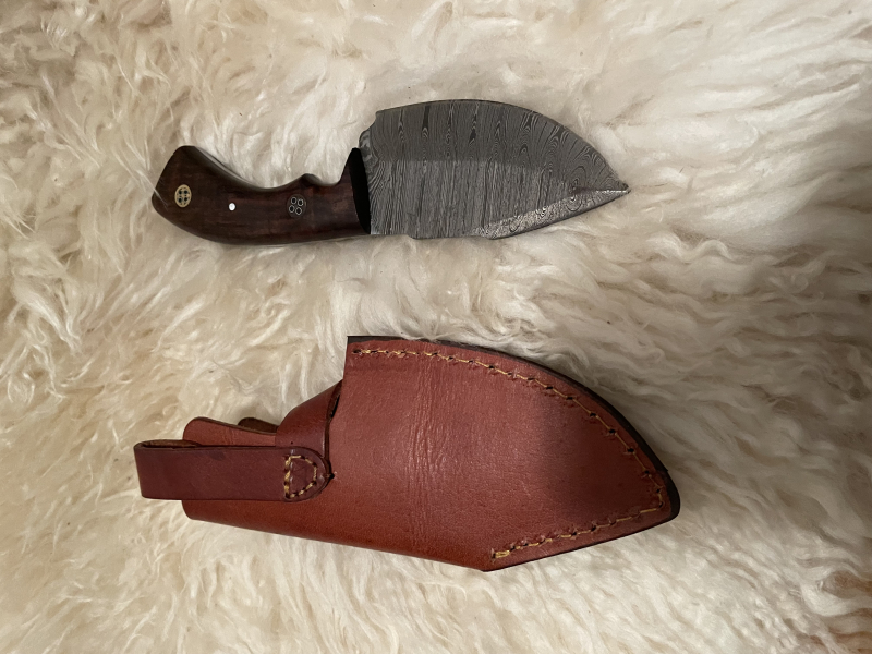 Damastmesser mit Brauner Lederscheide – image 2