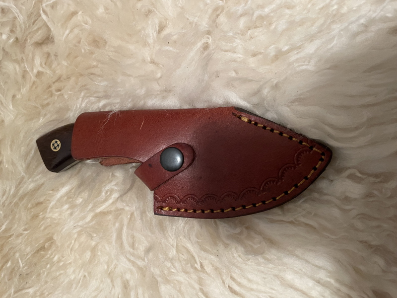 Damastmesser mit Brauner Lederscheide – image 3