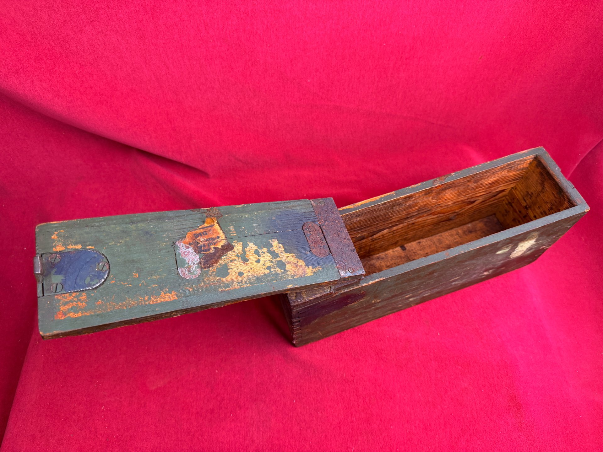 Munitions Kiste Holz, WK I, Teile der Beschriftung vorhanden. – Bild 4